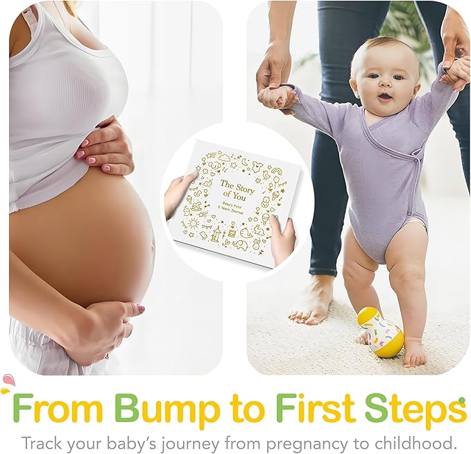 Baby Memory Book First 5 Year Boy or Girl Keepsake Journal Photo Albums Scrapbook, Gifts for Baby Shower First Time Mom New Parents (Toy - White)