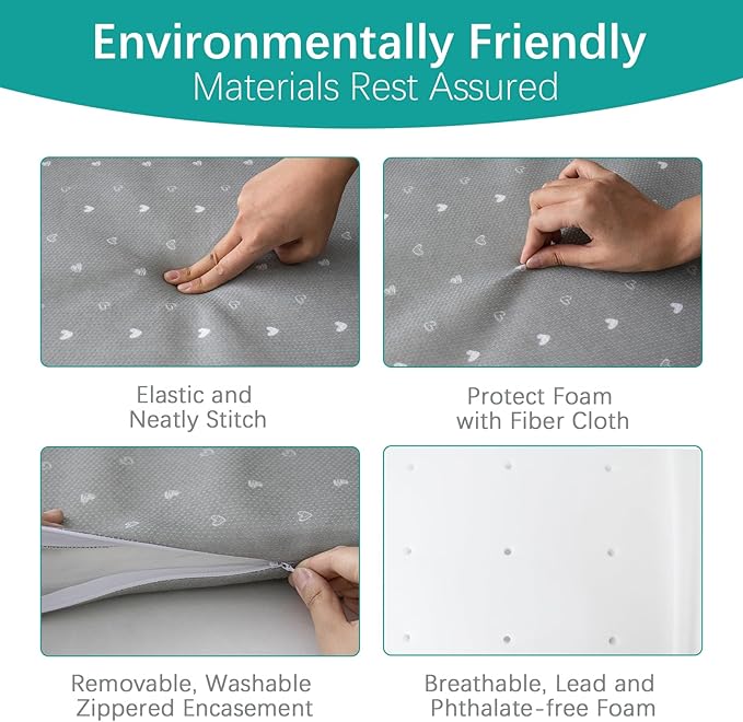 Bassinet Mattress Pad 33" x 20" x 1”, Fits Baby Delight, YADAQE, Koolerthings, Angelbliss and Other Bedside Sleeper, Waterproof Lining Breathable Soft, Baby Foam with Removable Zippered Cover