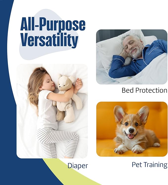 Disposable Underpads 23"x36" XXL (50-Count) Green – Leakproof, Ultra Absorbent Incontinence Bed Pads for Adults, Kids, Pets & Seniors – Disposable Chux Pee Pads