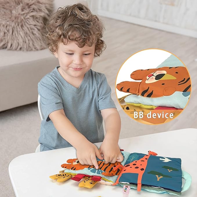 Soft Cloth Books for Baby Gift, Activity Quiet Cloth Books Developmental Toys,Interactive Baby Books for Toddlers Infants Kids Toys Gift for 0-2 Year Old Animal