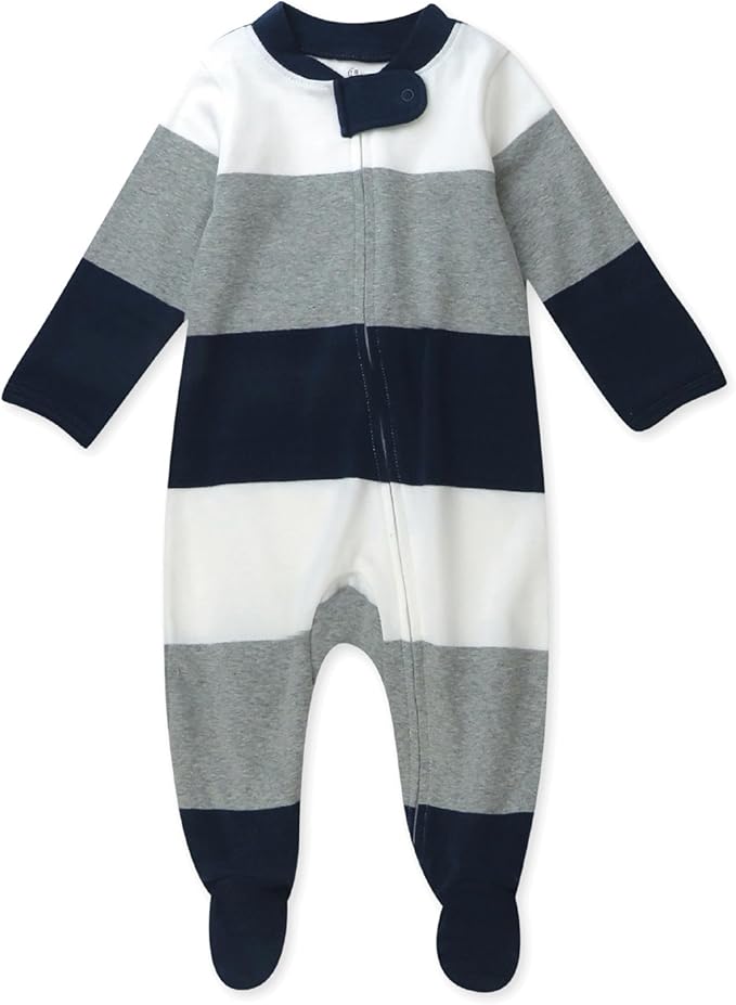 HonestBaby Sleep & Play Footed One-piece Pajama Sleeper 100% Organic Cotton, Baby Boys