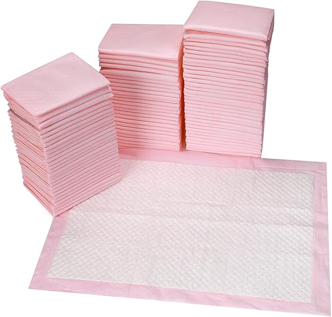 80 Count Disposable Baby Changing Pads, 18”x18” Pink – Super Absorbent Leakproof Quick-Drying, Soft Skin-Friendly Disposable Underpads for Infants, Mess-Free Diaper Changes at Home or On-The-Go