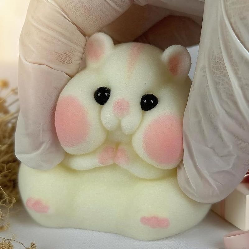 Handmade Taba Squishy Hamster Toy, Cute Squishy Hamster Fidget Toy, Realistic Hamster Toy, Soft Silicone Mochi Furry Toy, Stress Relief Gift for Adults & Kids, Sensory Anxiety Plushie (White)