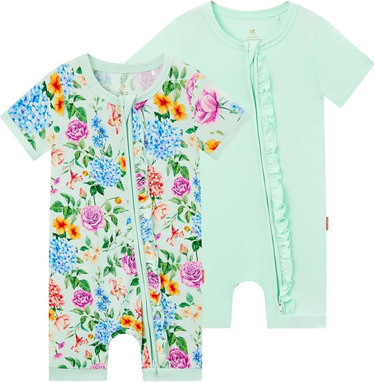 Bamboo Viscose Baby Girl Romper Infant Short Sleeve Zipper Baby Jumpsuit