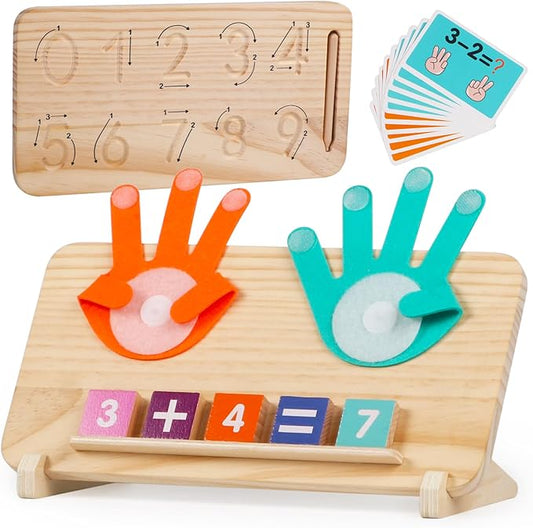 ALLABC Finger Math Manipulatives Number Counting Blocks, Montessori Educational Math Toys for Toddlers 3-6, Preschool Number Learning Toys for Boy & Girl Age 3,4,5 Years Old (Double Side Edition)