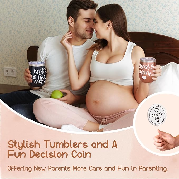 Gender Reveal Gift,10Pcs New Parents Dad Mom to Be Tumbler Gifts,Neutral Boy Girl Baby Gift, Baby Shower Basket,First Time Expecting Parent, Newborn Essentials Box, Pregnancy Announcement Babe Arrival