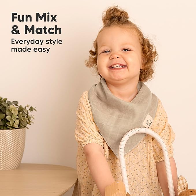 8-Pack Muslin Baby Bibs for Boys, Girls - Muslin Bandana Drool Bibs for Baby Girl & Boy, Drooling Newborn, Teething Toddler, Infant 0-36 Months, 100% Cotton Extra Absorbent & Soft (Lavender)