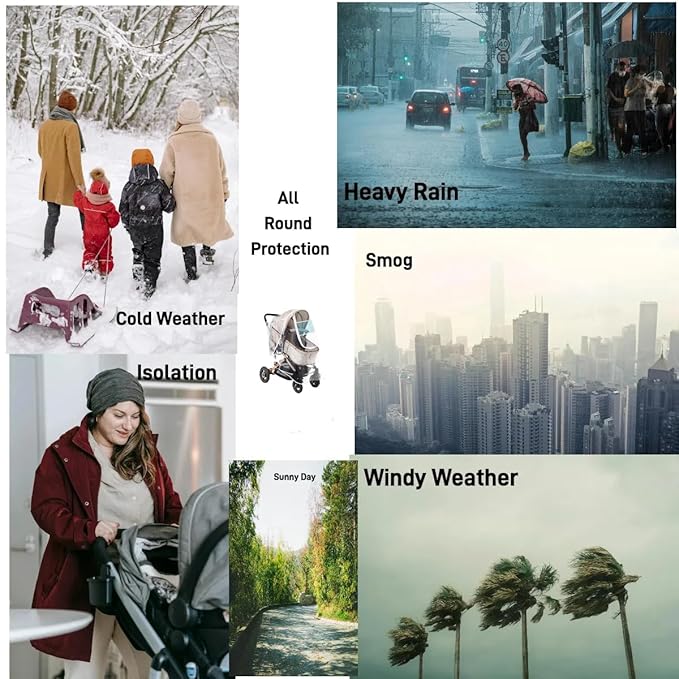 Stroller Rain Cover, Universal Stroller Accessory, Waterproof, Windproof, Protect from Sun Dust Snow, Baby Stroller Weather Shield for Travel