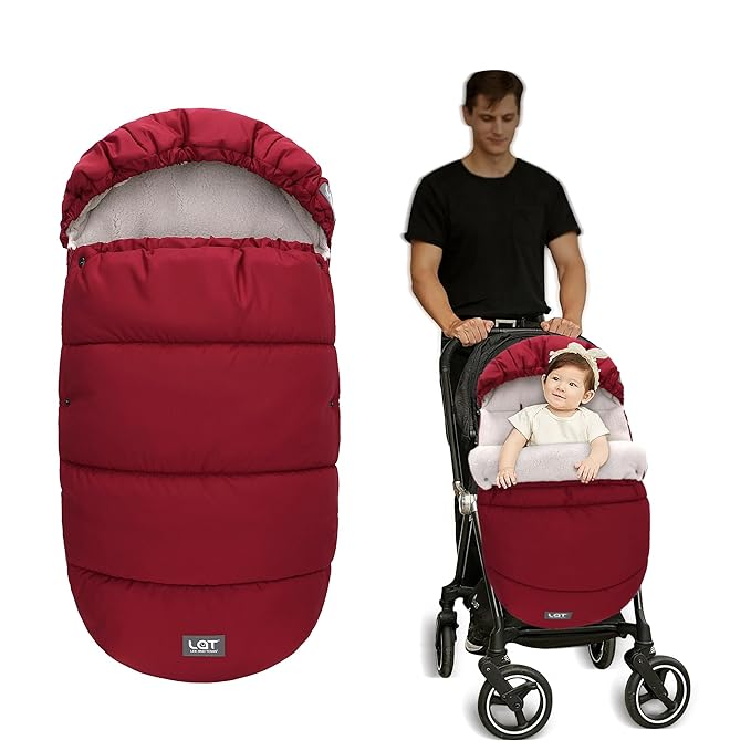 LAT Baby Warm Bunting Bag Universal,Stroller Sleeping Bag Cold Weather,Waterproof Toddler Footmuff(Detachable,Red)