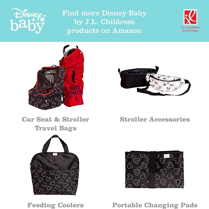 J.L. Childress Disney Baby Side Sling Stroller Cargo Net - Stroller Organizer Attachment for Storage, Mesh Bag for Baby Accessories, Universal Fit - Minnie Mouse