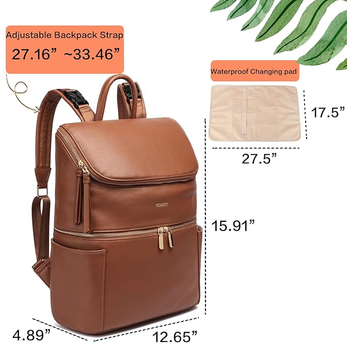 Leather Diaper Bag Backpack for Boy Girl Twins, Toddler Diaper Bag with Multiple Pockets, Cooler Compartment