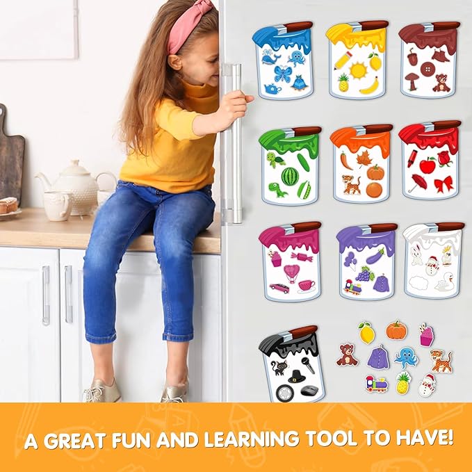 EAMAY Magnetic Color Sorting Set for Kids, Fridge Magnets for Toddlers 1-3, Preschool Circle Time Learning Center Activities, Matching Games Use on The Whiteboard