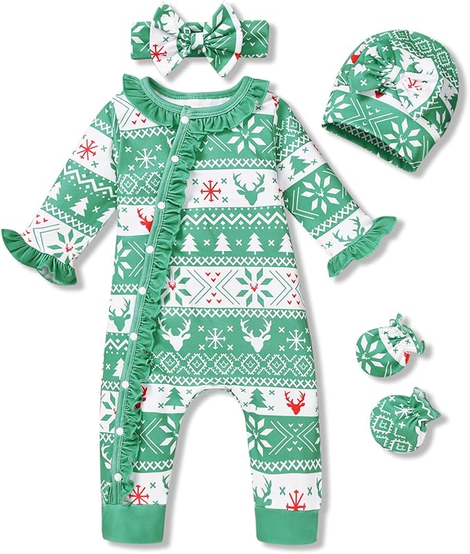 Aalizzwell Baby Girls Romper Outfit Fall Winter Clothes with Accessories
