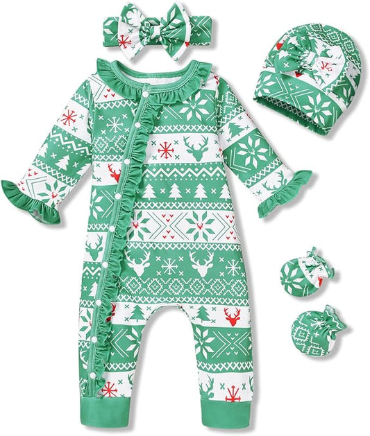 Aalizzwell Baby Girls Romper Outfit Fall Winter Clothes with Accessories