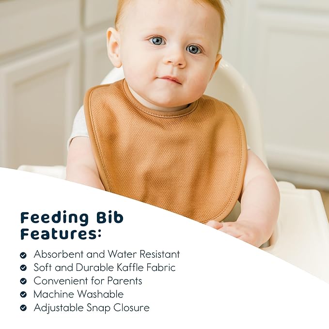 Tiny Twinkle 8 Pack Baby Food Bibs for Eating - Waterproof & Absorbent 6-12 Months Infant Bibs, OEKO-TEX Certified Drooling Bibs for Baby Led Weaning(White 8-Pack)