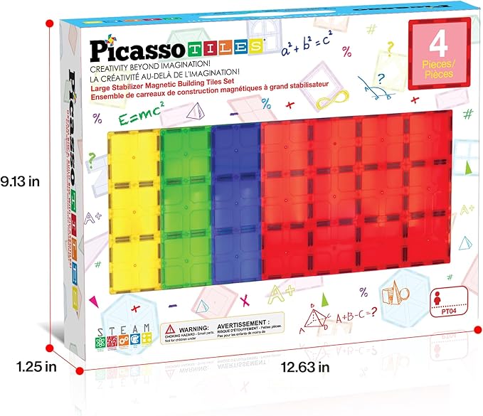 PicassoTiles Magnetic Building Block Tiles Supersize Stabilizer Base Toy Large Size Magnet Tile Plate Jumbo XL Add On Durable Foundation Compatible Education Construction STEM Learning Stacking Set