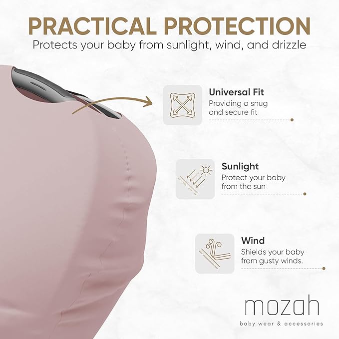 MOZAH Baby Multi-Use Cover: 9-in-1 Baby Car Seat Cover, Nursing Cover, Grocery Cart Cover & More, Breastfeeding Must Haves First Time Mom on Baby Registry (Pale Mauve, Dusty Pink)