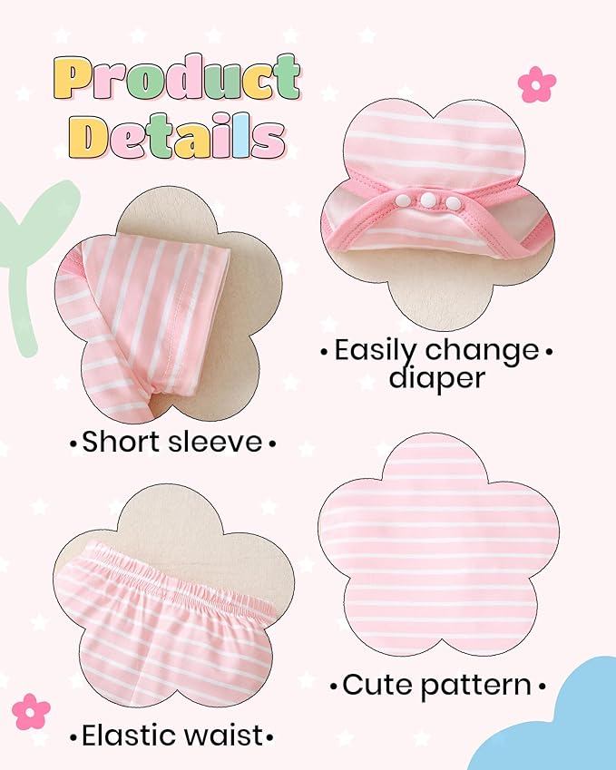 NZRVAWS Newborn Baby Boy Girl Clothes Unisex Infant Romper Pants Set Hat 4-Pack Outfits 0-12 Months 16 Pieces Toddler