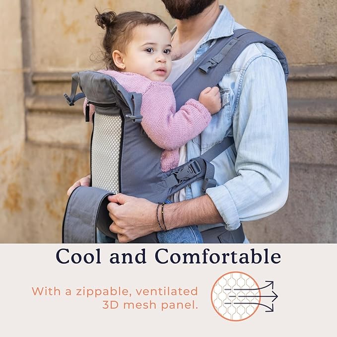 Beco 8 Baby Carrier from Newborn to Toddler (7-45lbs) - All in 1 Hybrid Front, Hip and Backpack Style Carrier with Breathable, Cooling Mesh - Iris