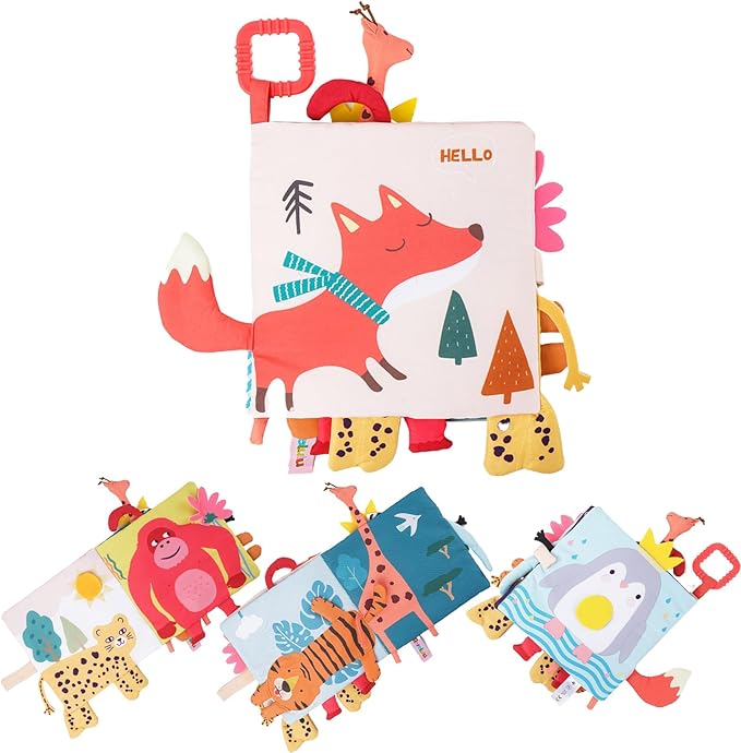 Soft Cloth Books for Baby Gift, Activity Quiet Cloth Books Developmental Toys,Interactive Baby Books for Toddlers Infants Kids Toys Gift for 0-2 Year Old Animal