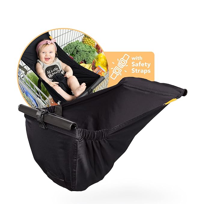 Shopping Cart Hammock – Infant Seat for Grocery Carts – Holds Car Seats Securely – Compatible with Select 4-Seater Wagons (20–24” Wide) – Supports Up to 50 lbs – Black