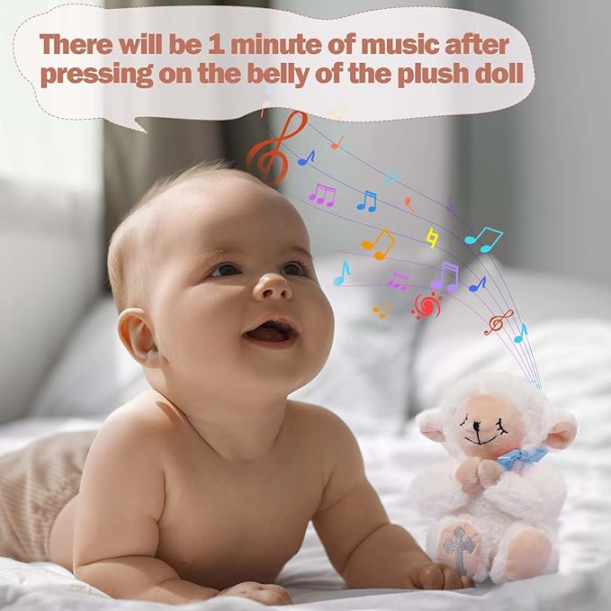 Baptism Gifts for Boys, Christening Dedication Gifts for Boys, Baby Praying Musical Lamb and Prayer Book Gift Set in Keepsake Box - Praying Stuffed Animal