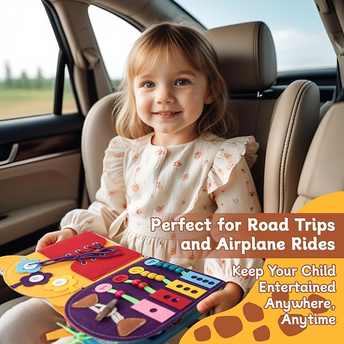 Busy Book for Toddlers 1-3, Montessori Sensory Toys for Kids Age 1-3, Preschool Learning Activities Fine Moto Skills and Early Developmental Education, Ideal for Educational Travel Toys.