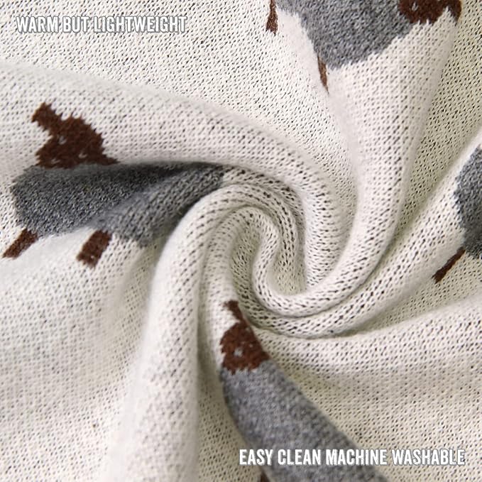 Luxury Cotton Knit Swaddle Baby Blanket - Soft Cozy Lightweight Unisex Receiving Swaddler Stroller Quilt Blanket for Shower Gift Registry for Newborns Infants Toddlers (Sheep - Ivory)