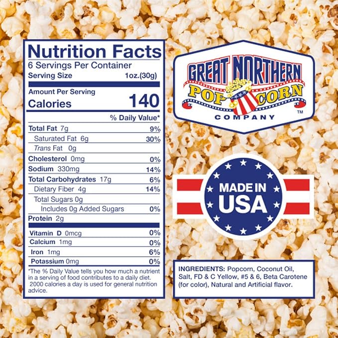 6 oz Popcorn Packs – Pre-Measured, Movie Theater Style, All-in-One Kernel, Salt, Oil Packets for Popcorn Machines by Great Northern Popcorn (40 Case)