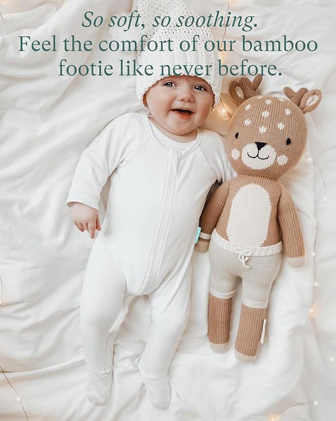 PurComfy Baby Zipper Footie Pajamas, Supersoft Bamboo Rayon Baby Footed Pjs Boy Girl 0-3-6-9-18-24 Month Coverall Sleepers