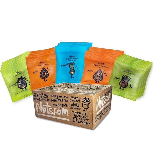 Nuts.com – Organic Dried Fruit and Nuts Variety Box – Gourmet Assortment for Summer and Festive Gifts – Includes Organic Cashews, Almonds, Walnuts, Raisins, and Trail Mix