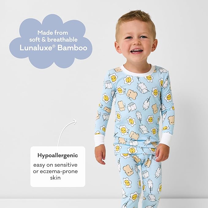 Little Sleepies Two-Piece Pajama Set for Boys & Girls, Soft Viscose from Bamboo Toddler Pajamas for Kids, Family Matching PJs