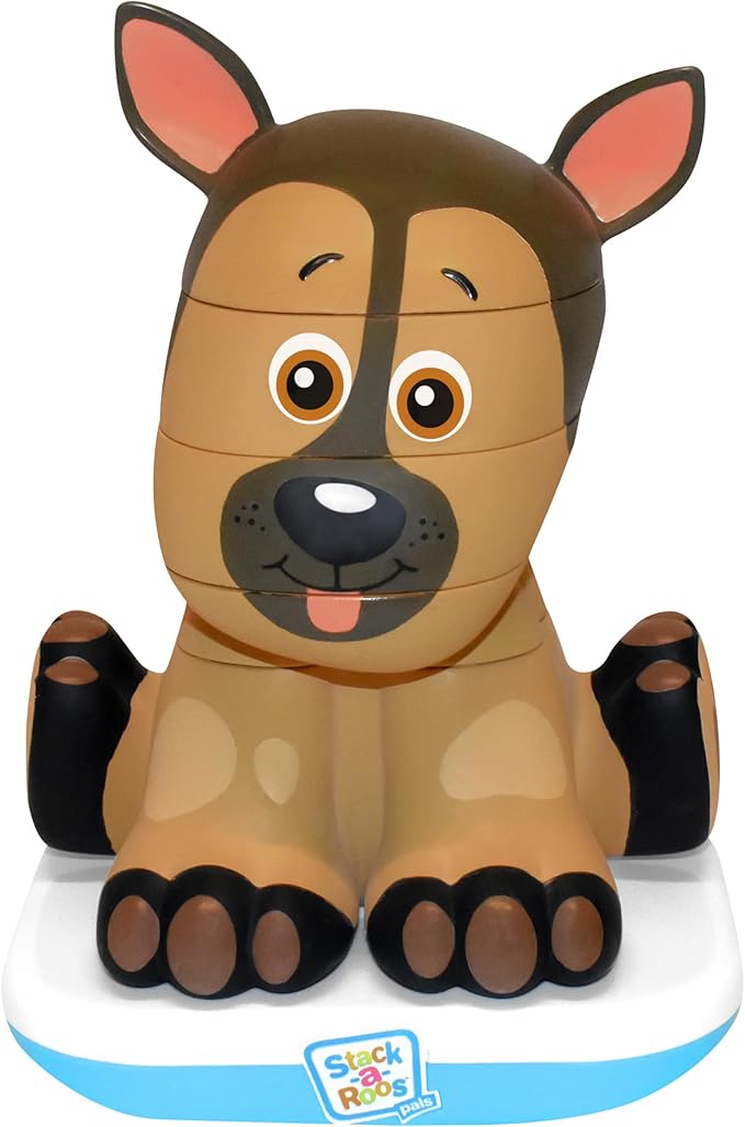 Stack-a-Roos Shepherd Puppy by Salus Brands - Animal Stacking Toy, Educational Early Learning Toy for Infants Babies Toddlers, Age 12+ Months - Great Baby Gifts, STEM Toy