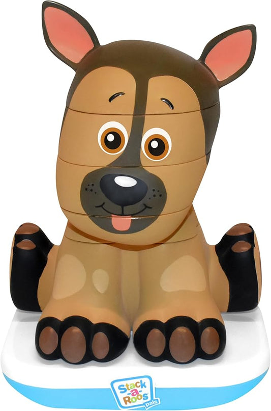 Stack-a-Roos Shepherd Puppy by Salus Brands - Animal Stacking Toy, Educational Early Learning Toy for Infants Babies Toddlers, Age 12+ Months - Great Baby Gifts, STEM Toy