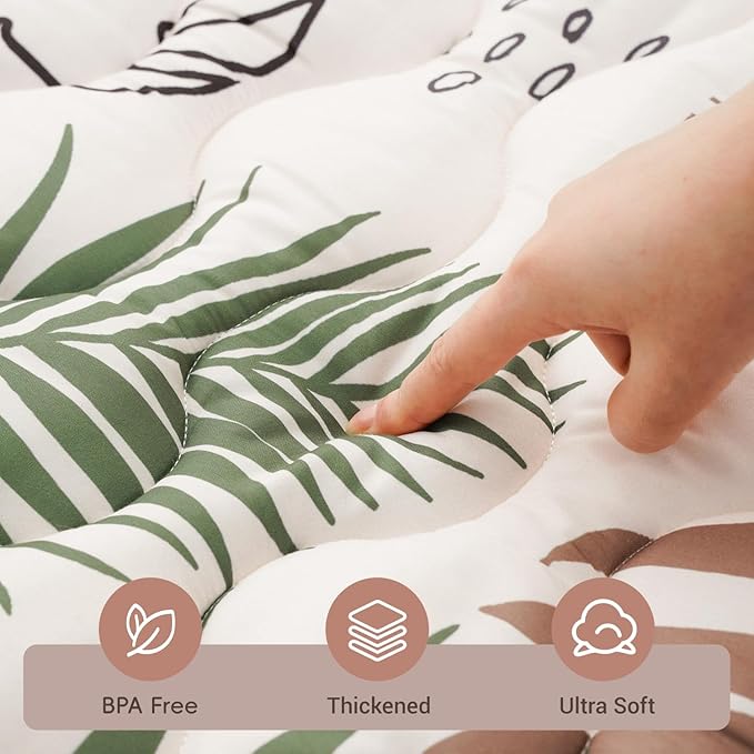 Bunnikins & Clover Baby Play Mats for Floor, 71"x59" Thicken Soft Play Mat, Foldable and Non Slip One-Piece Crawling Mat, Machine Washable Foam Play Mat for Baby, Toddlers Infants, Tummy Time