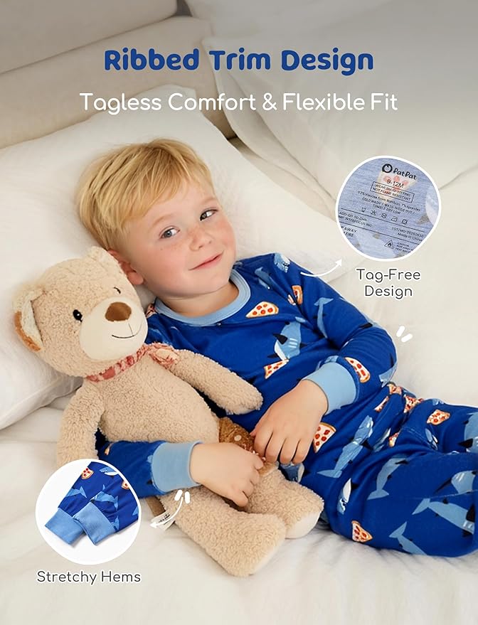 PATPAT Bamboo Viscose Pajama Sets for Toddler Boys & Girls Baby Kids, Ultra-soft Snug fit Pjs Sleepers for Birthday Holiday