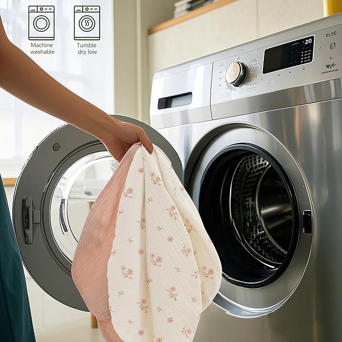 Muslin Nursing Pillow Covers, 2 Pack, Soft & Adorable Slipcovers with Zipper Closure, 100% Cotton Covers for Breastfeeding Pillows (Pink, Flower)