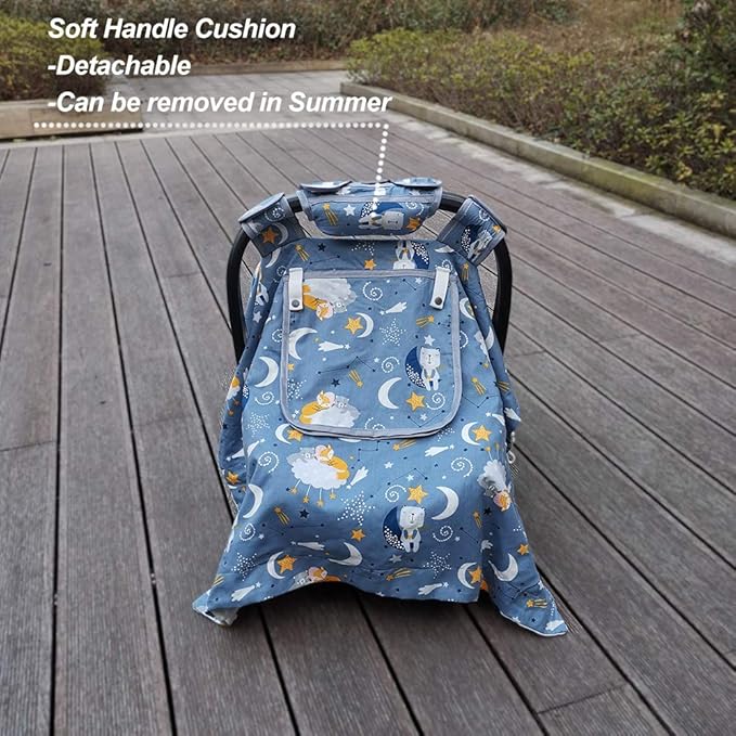 Car Seat Covers for Babies & Newborn Nursing Cover, Multi in 1 Cozy Baby car seat Covers-carseat Canopy, All Seasons Winter Suitable, Smart Opening, Sturdy Fasten Loop, Neutral, Cotton & White Minky;