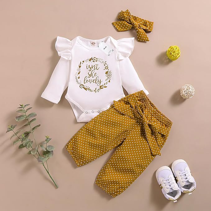 Infant Baby Girl Clothes Newborn Girl Outfit Long Sleeve Romper Pants Set Cute Baby Clothes for Girls Fall/Winter