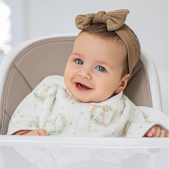 aden + anais Essentials Burpy Bib, 100% Cotton Muslin, Soft Absorbent 4 Layers, Multi-Use Burp Cloth and Bib, 22.5" X 11", Single, Blushing Bunnies