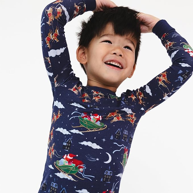 Little Sleepies Two-Piece Pajama Set for Boys & Girls, Soft Viscose from Bamboo Toddler Pajamas for Kids, Family Matching PJs