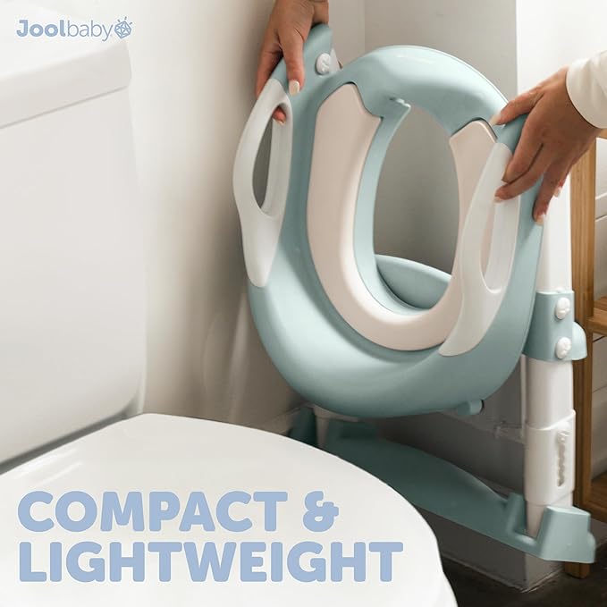 Jool Baby Potty Training Seat with 2 Step Ladder for Toddlers - Splash Guard, Adjustable Height (Aqua)