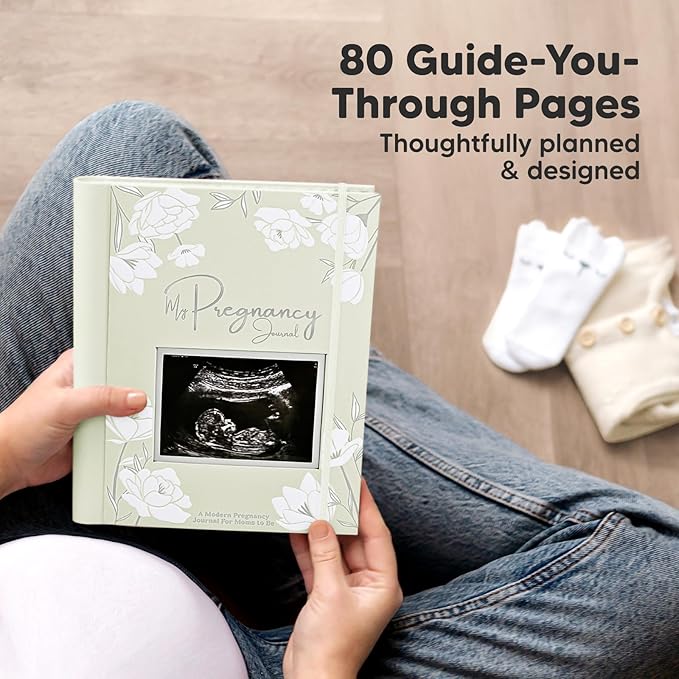 Pregnancy Journal, Pregnancy Announcements - 80 Pages Hard Cover Baby Books For Mom To Be Gift, Baby Memory Book Keepsake,Gender Reveal Gifts For New Moms,Shower & Registry(Chiffon)