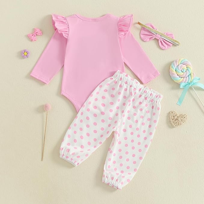Fernvia Western Newborn Baby Girl Clothes Long Sleeve Letter Print Romper Animal Print Pants Headband 3Pcs Outfits Sets