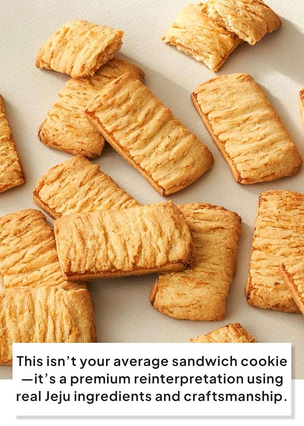 Korean Food JEKISS Jeju Garlic Sable Sand Cookies – Crunchy Butter Biscuit with Jeju Garlic Cream, 10 Individually Wrapped Pieces, Perfect for Gifting (180g)