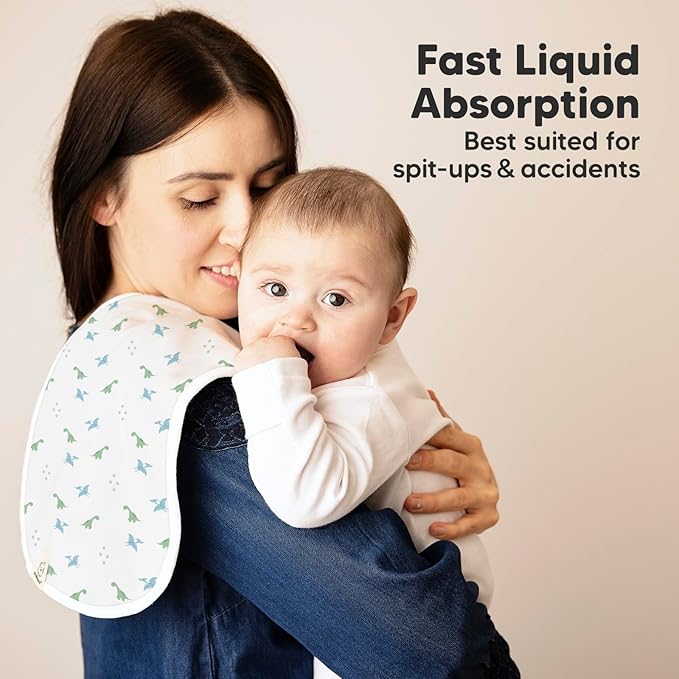 Organic Burp Cloths Baby Boy & Girl - 5-Pack Super Absorbent Cotton Burping Cloths for Babies, Soft & Plush Newborn Spit Up Rags, Infant Towels for Milk Spit Up, Unisex, Large 21" x 10" (Roarsome)