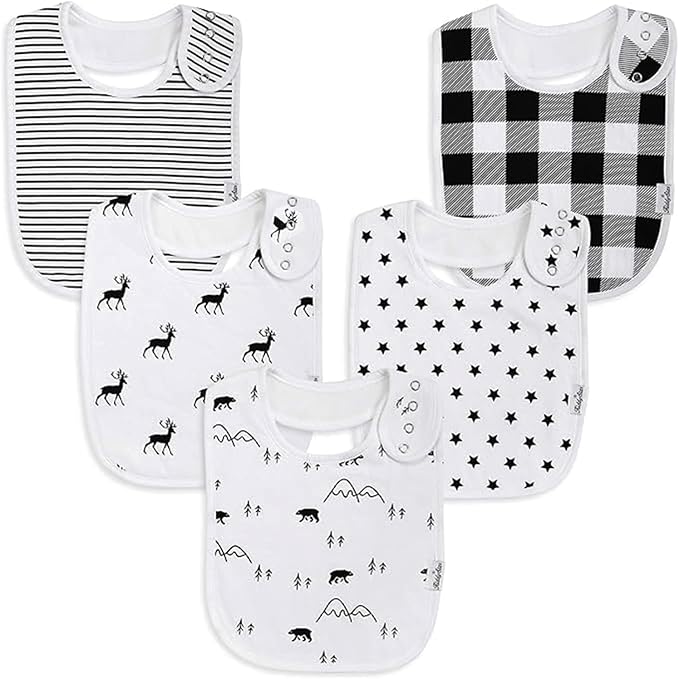Organic Cotton Baby Bibs for Boys, Girls - Soft Drooling and Teething Bibs - Absorbent, Adjustable Bib for Toddlers