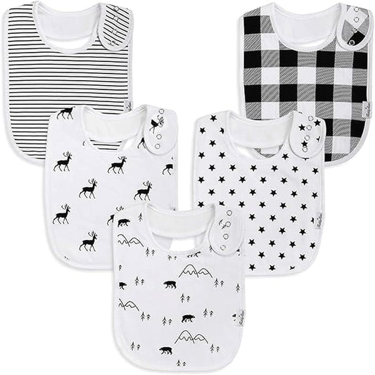 Organic Cotton Baby Bibs for Boys, Girls - Soft Drooling and Teething Bibs - Absorbent, Adjustable Bib for Toddlers