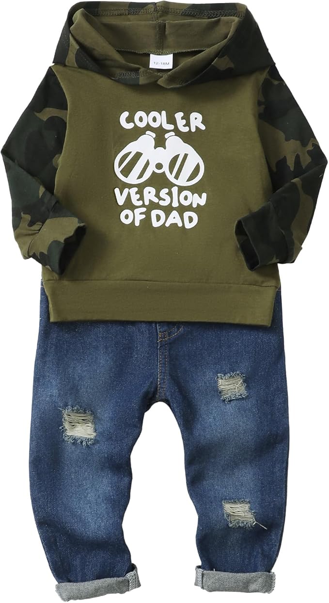 NZRVAWS Baby Boy Clothes Toddler Boy Outfit 2 3 4T 6 12 18 24 Month Fall Winter Hoodie Ripped Jeans Clothing