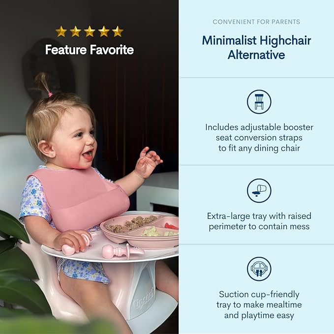 Upseat – The Original Ergonomic Baby Floor & Booster Seat with Tray, Developed with Physical Therapists for Upright Posture & Healthy Hip Development, 4–24 Months, Dishwasher-Safe Extra-Large Tray